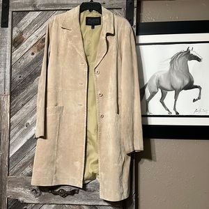 Wilson leather/suede trench/duster coat in size large/l with stitching detail